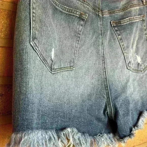 Loft medium wash frayed hem distressed blue jeans shorts - Picture 7 of 7